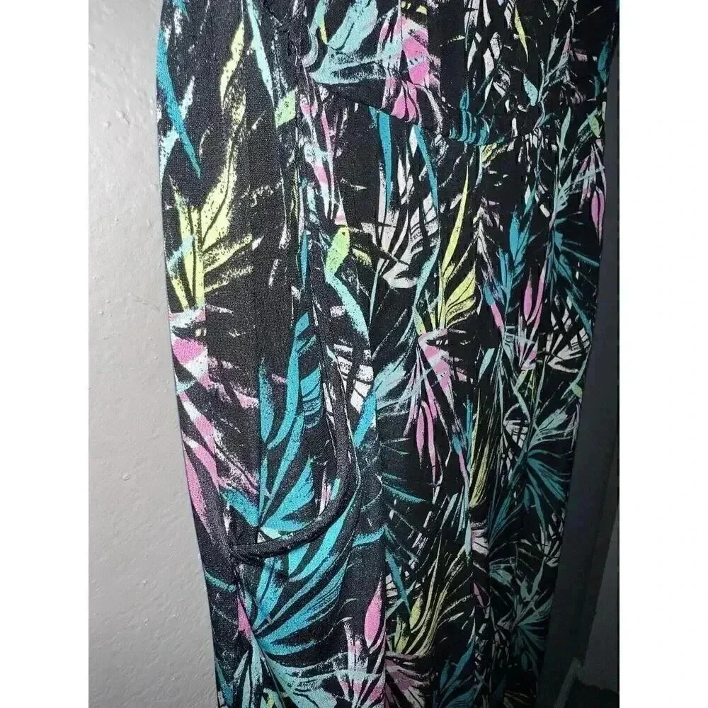 NY Collection Neon Jumpsuit Beach Coastal Vacation Size L